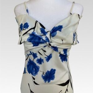 Blue Floral blouse Top size M